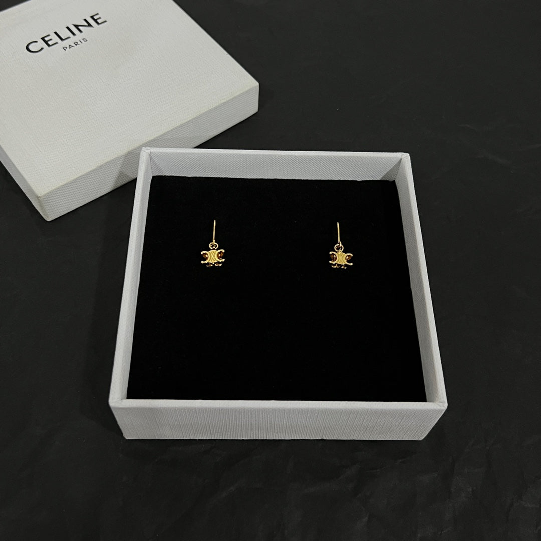 Celine Triomphe Solitaire Earrings - 18K Yellow Gold