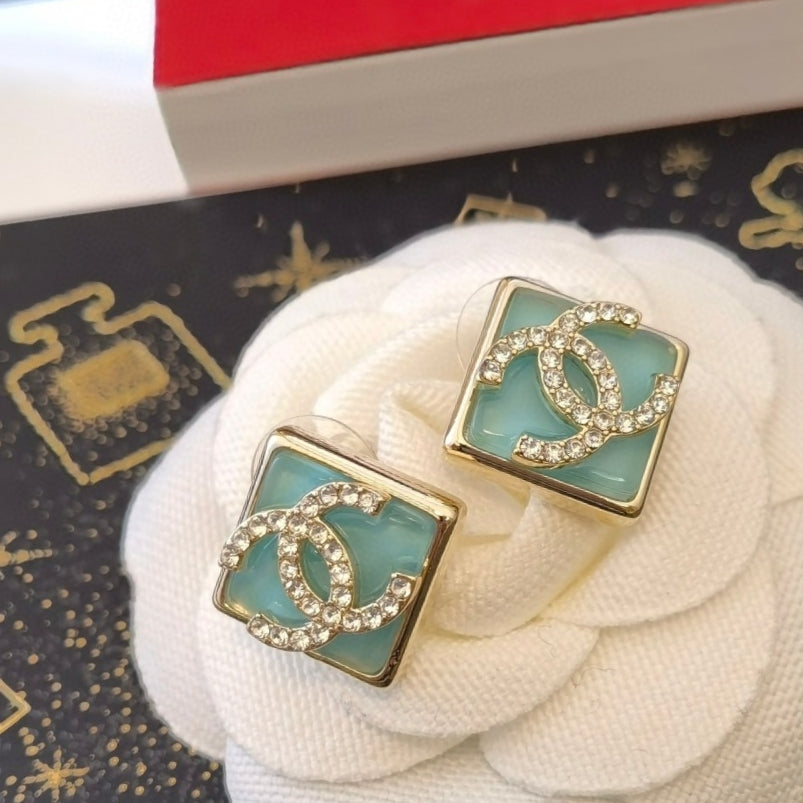 Chanel Blue Resin Earrings - 18K Yellow Gold