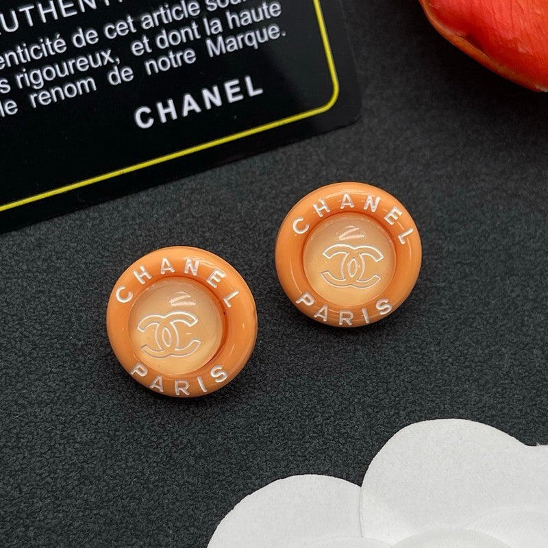 Chanel Orange Round Earrings - 18K Yellow Gold