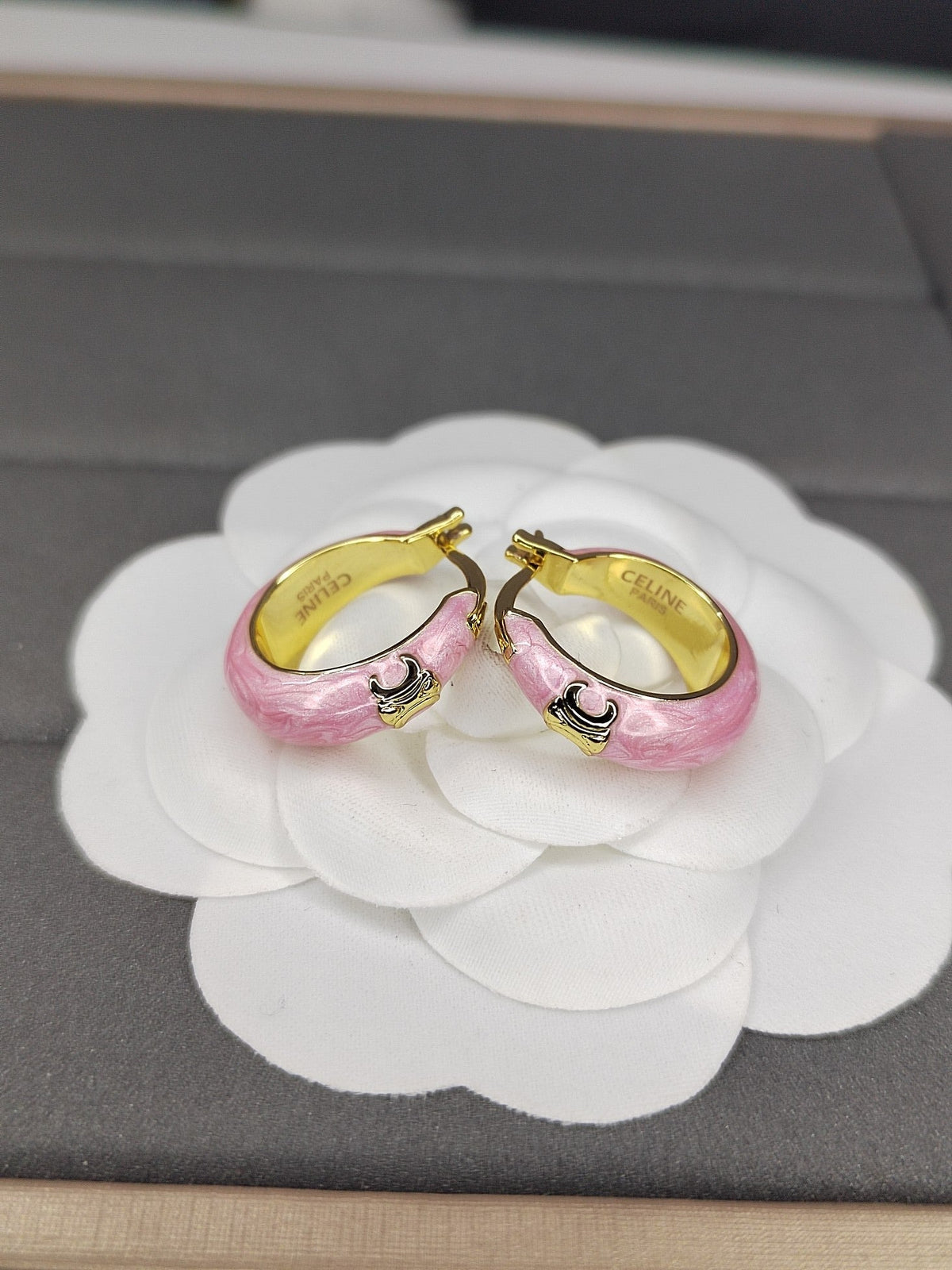 Celine Pink Earrings - 18K Yellow Gold