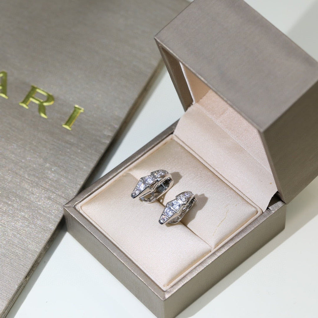 Bvlgari Serpenti Moissanite Earrings - 18K White Gold