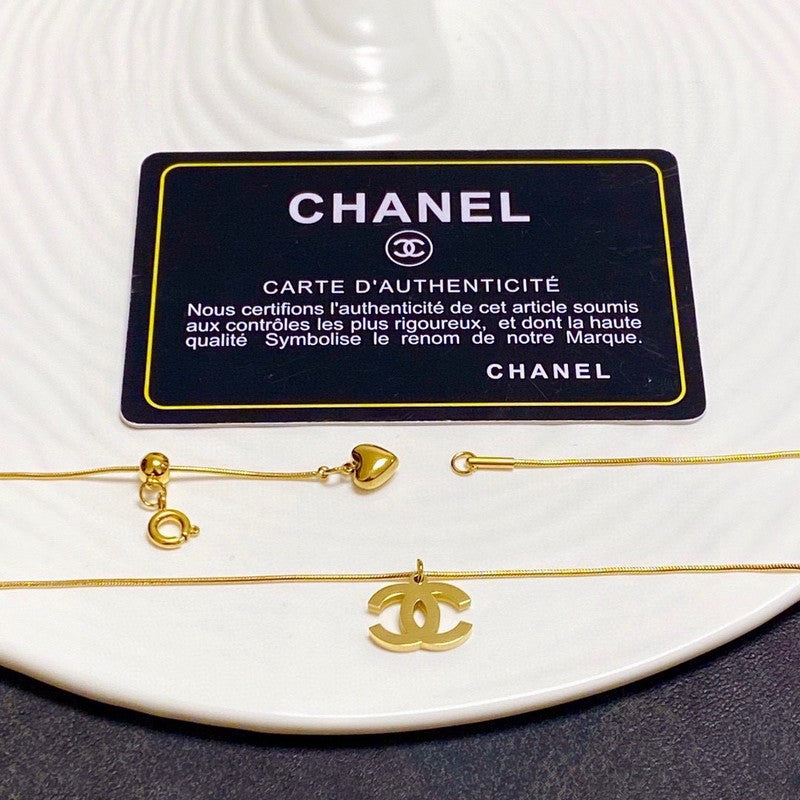 Chanel Heart Pendant Gold Necklace