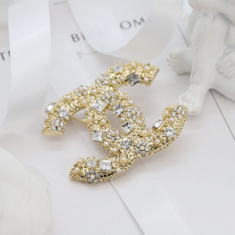 Chanel Crystal Gold Brooch