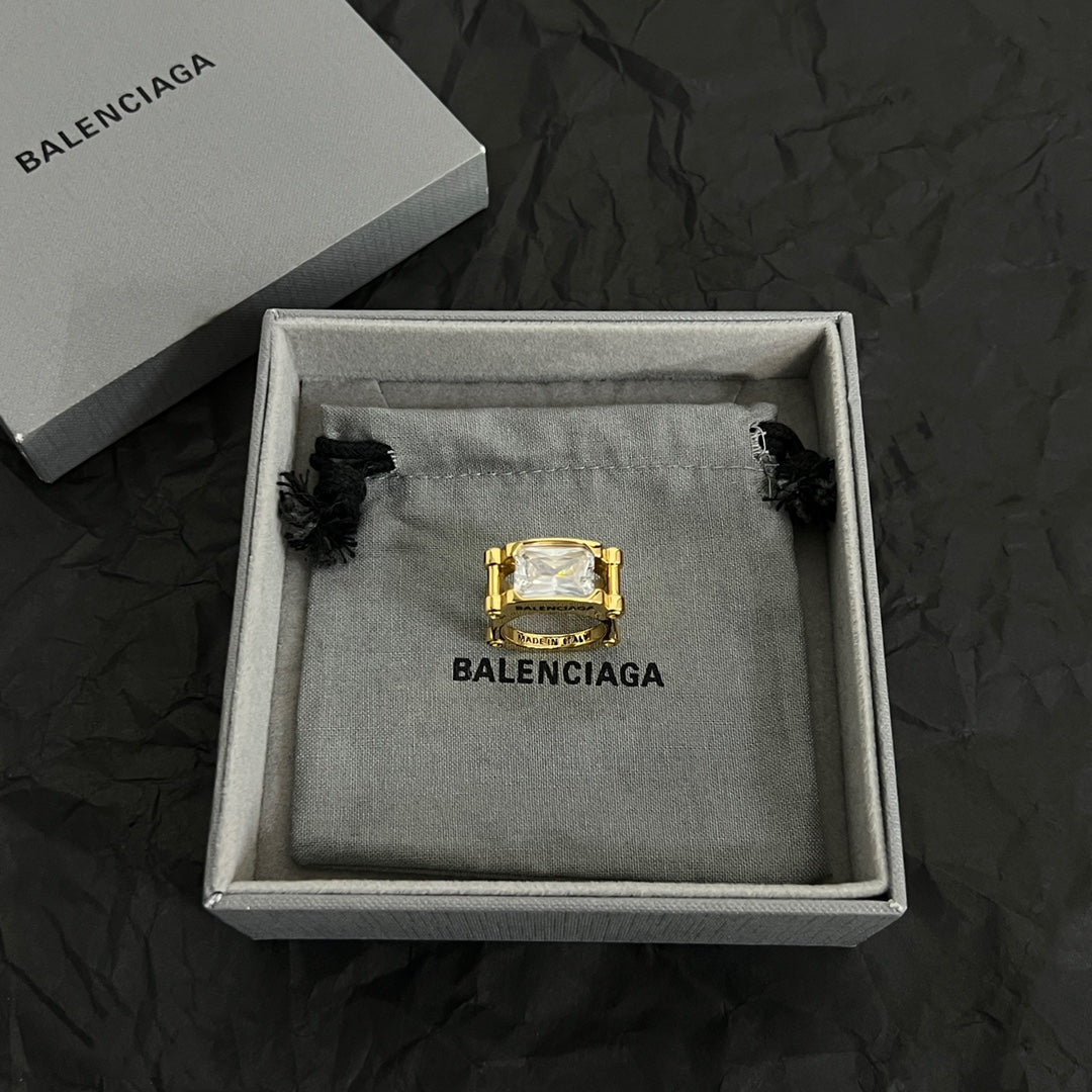 Balenciaga Crystal Ring - 18K Yellow Gold