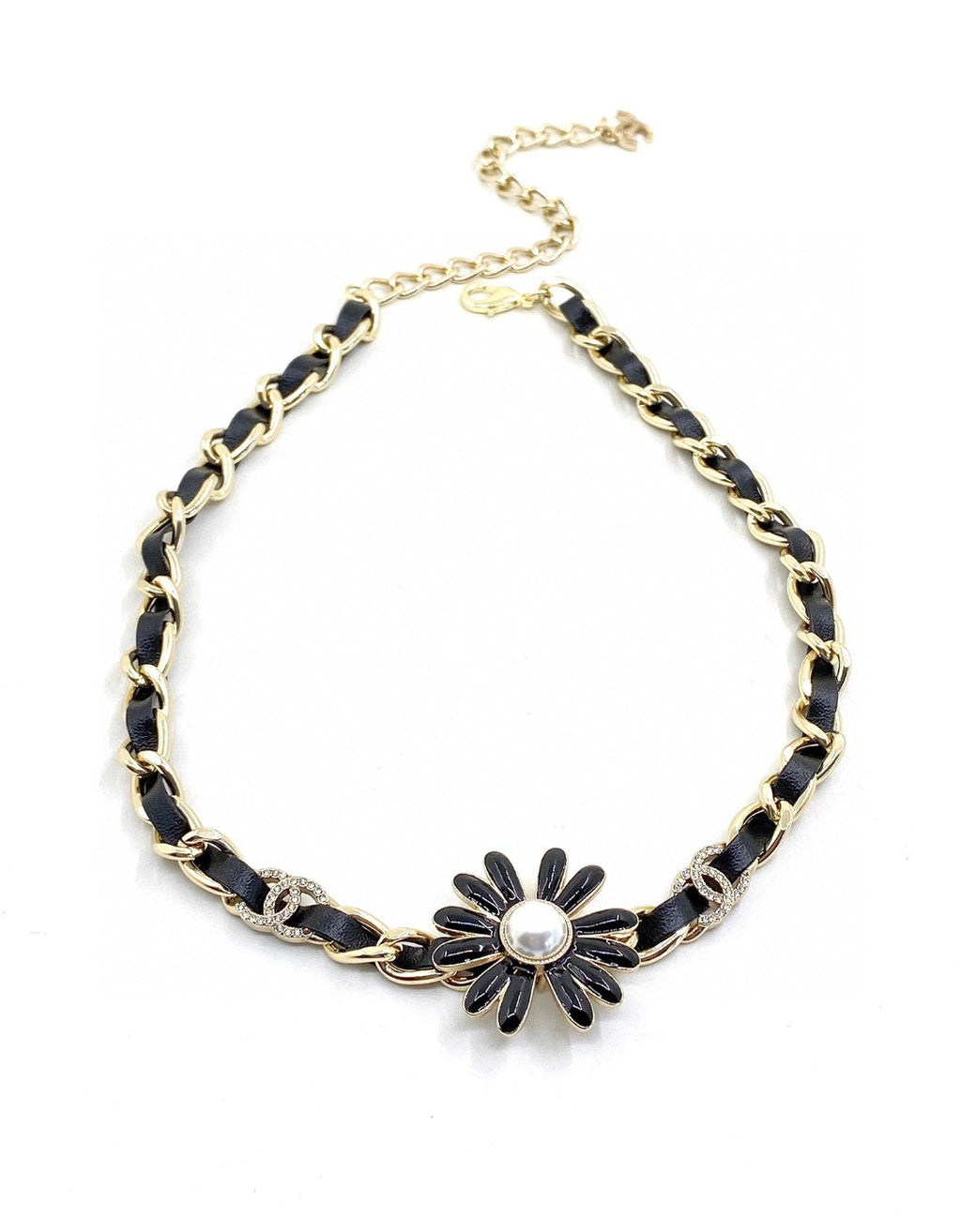 Chanel Black Daisy Necklace