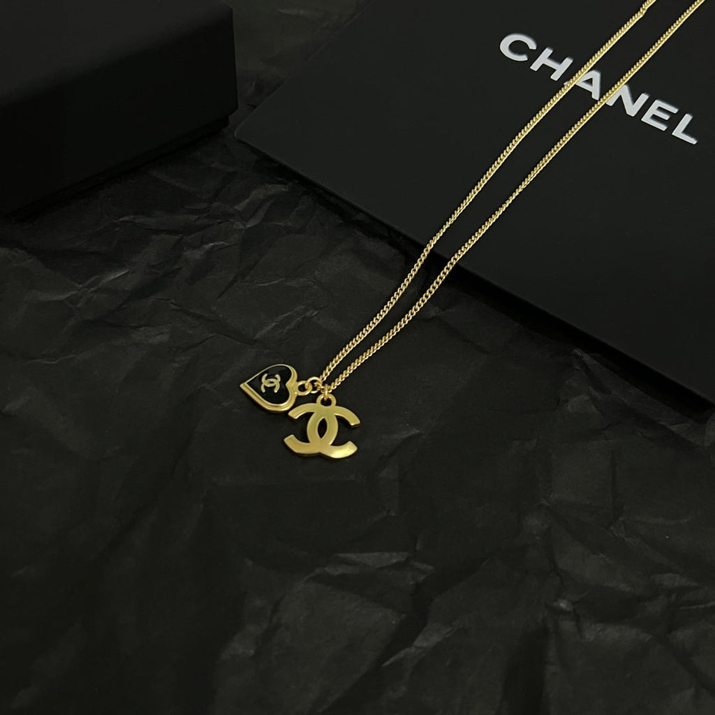 Chanel Black Heart Necklace