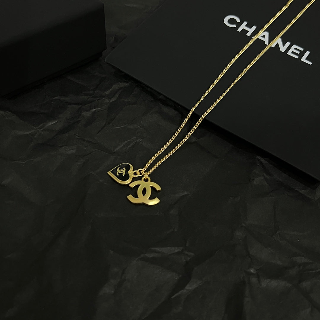 Chanel Black Heart Necklace