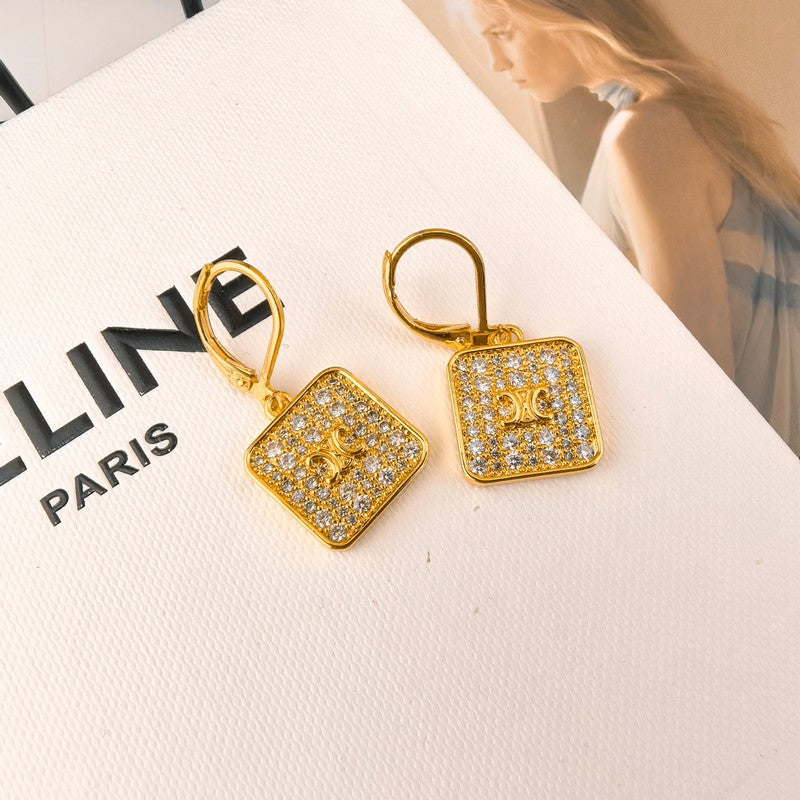 Celine Triomphe Diamond Earrings - 18K Gold