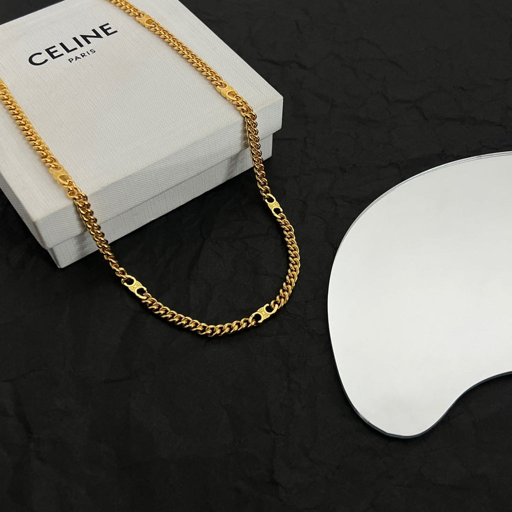 Celine Triomphe Gourmette Chain Necklace