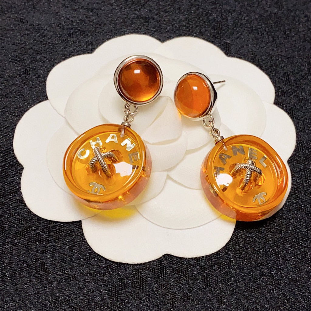 Chanel Orange Pendant Earrings - 18K Yellow Gold
