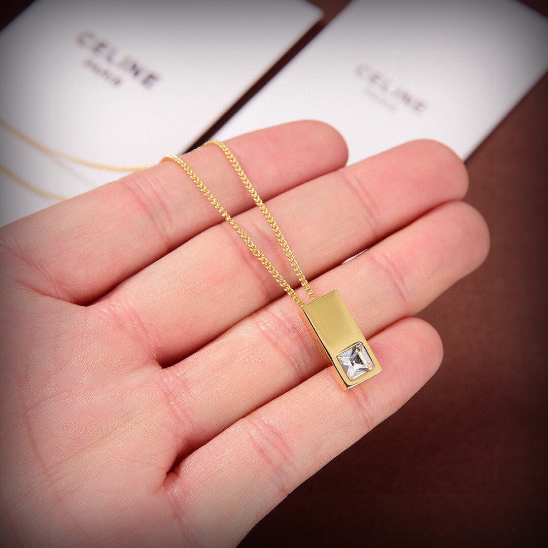 Celine Triomphe Sentimental Double Square Diamond Necklace