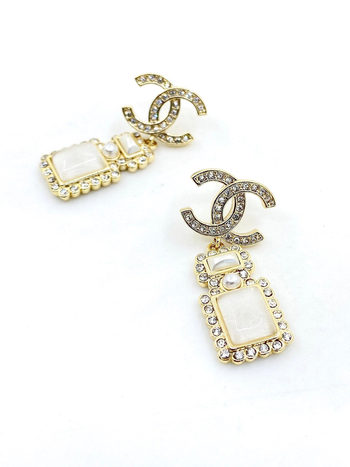 Chanel Perfume Bottle Earrings - 18K Yellow Gold