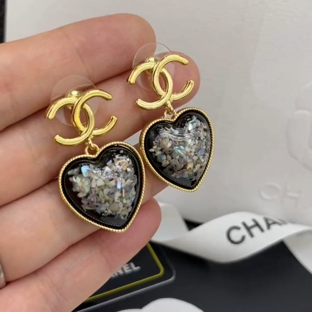 Chanel Multi-Color Crystals Heart Earrings - 18K Yellow Gold