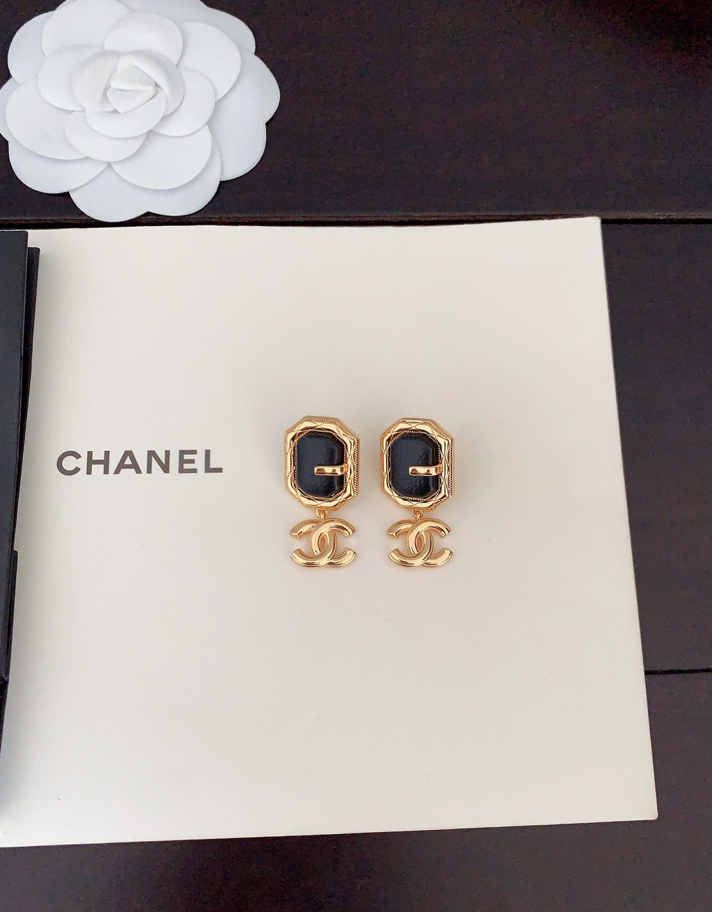 Chanel Pendant Leather Earrings - 18K Yellow Gold