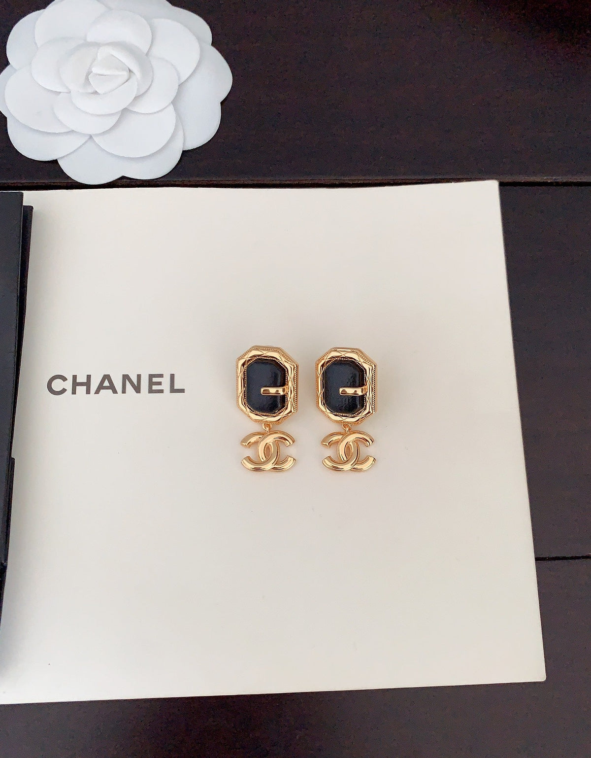 Chanel Pendant Leather Earrings - 18K Yellow Gold