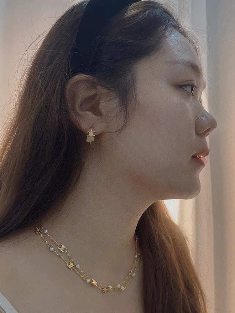 Celine Triomphe Pearl Double Necklace