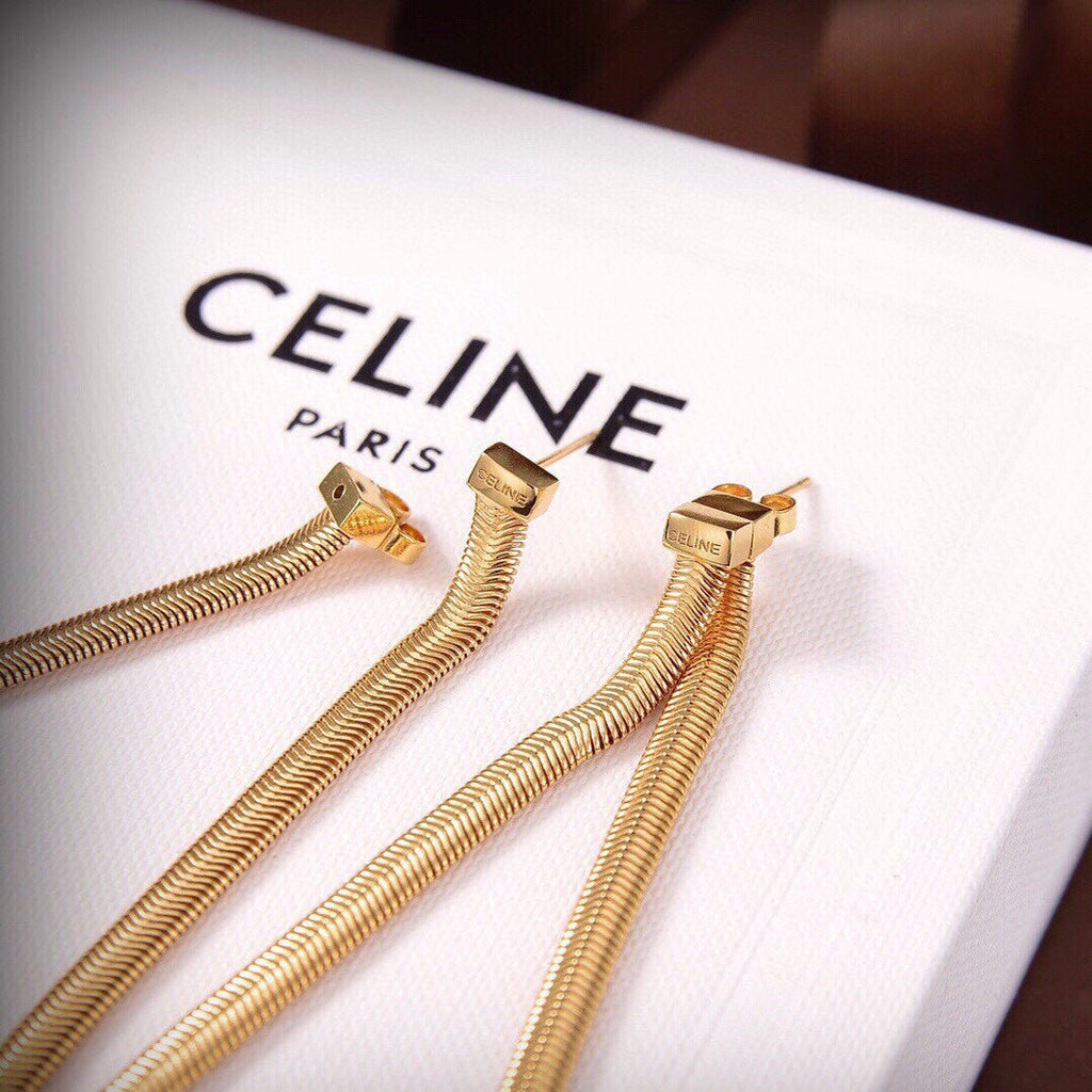 Celine Triomphe Tassel Earrings - 18K Yellow Gold