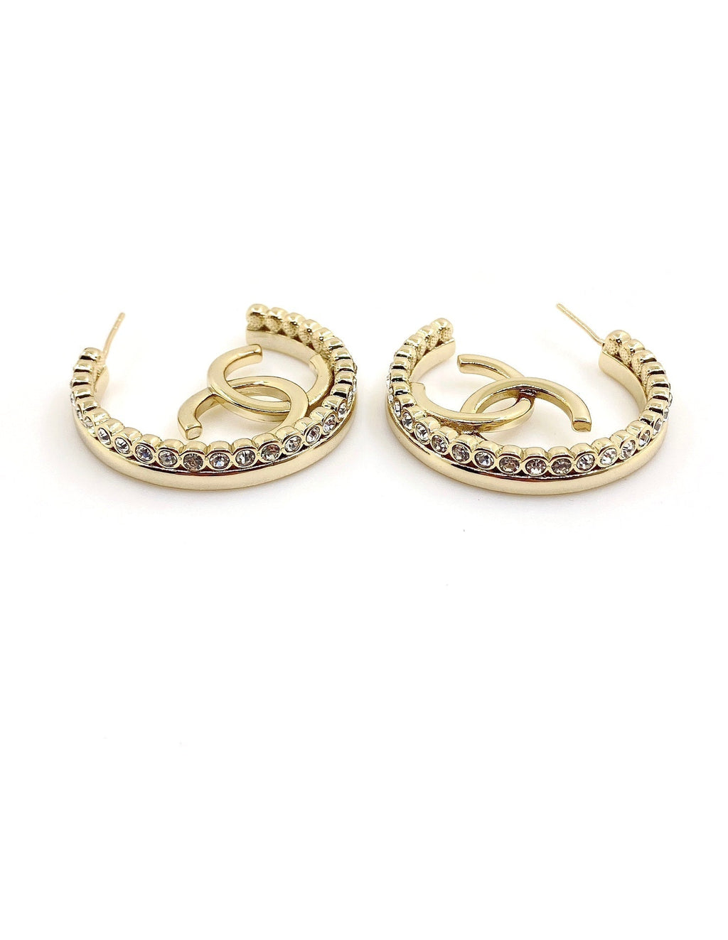 Chanel Circle Crystal Earrings - 18K Yellow Gold