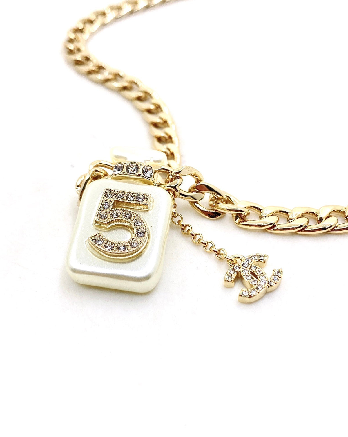 Chanel No.5 Perfume Pendant Chain Necklace