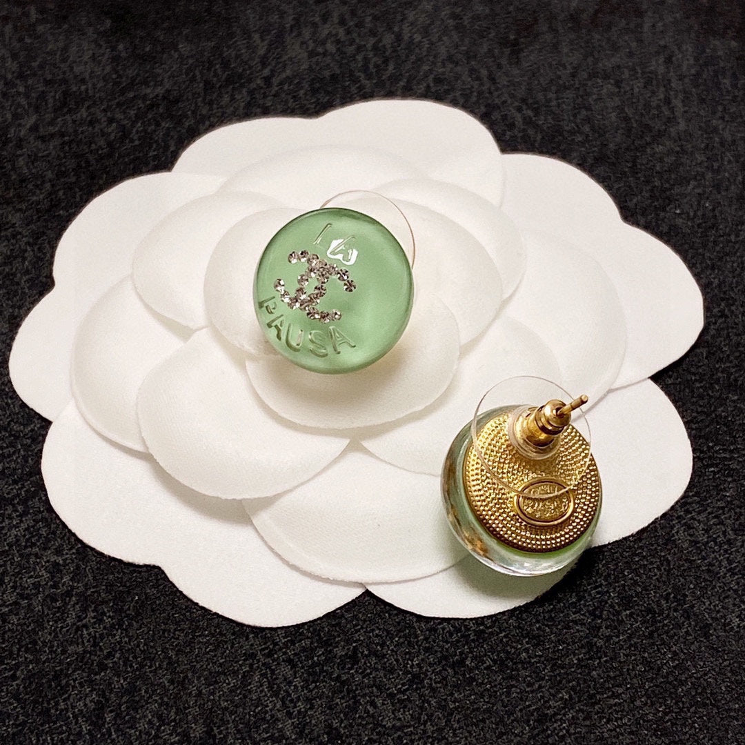 Chanel Green Earrings - 18K Yellow Gold