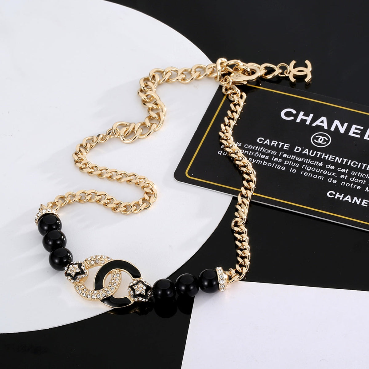 Chanel Black Pearls Diamond Necklace