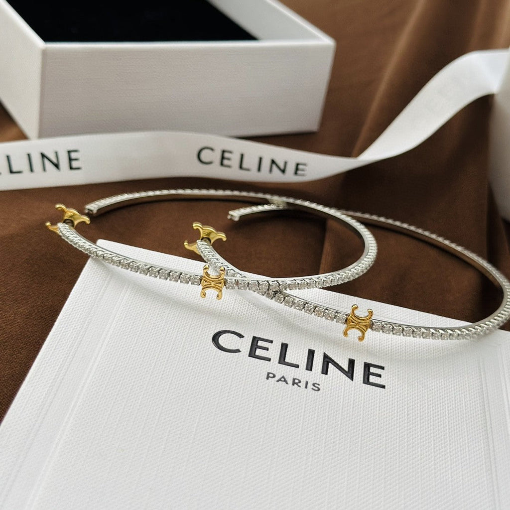Celine Triomphe Gourmette Crystal Earrings