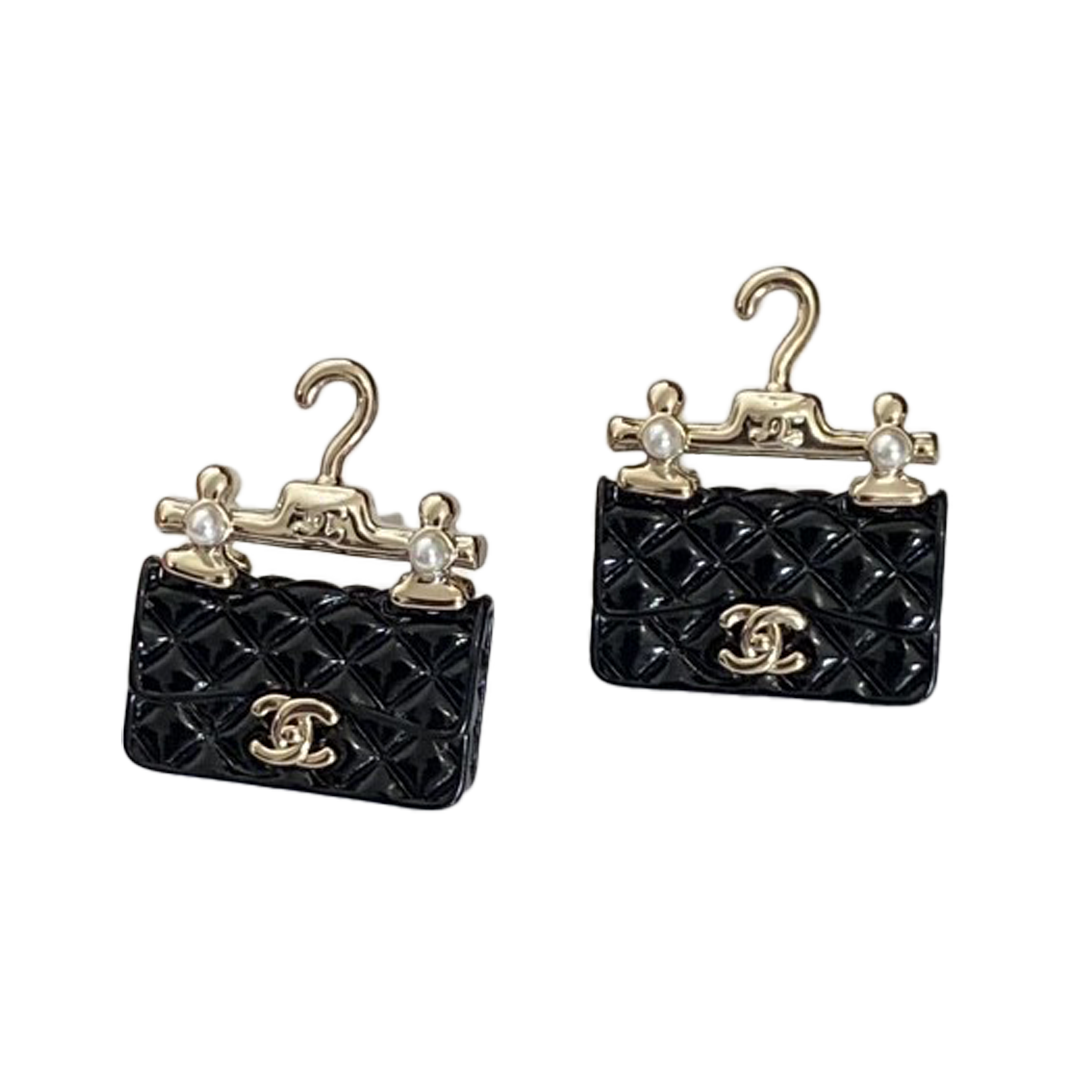 Chanel Classic Bag Pendant Earrings - 18K Yellow Gold