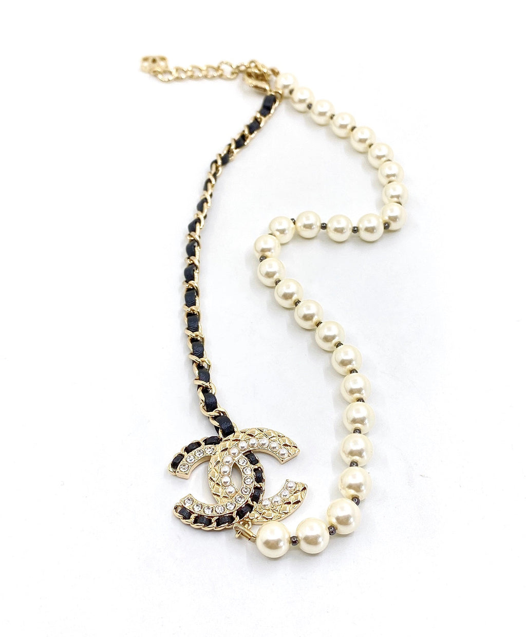 Chanel Leather Pearl Necklace