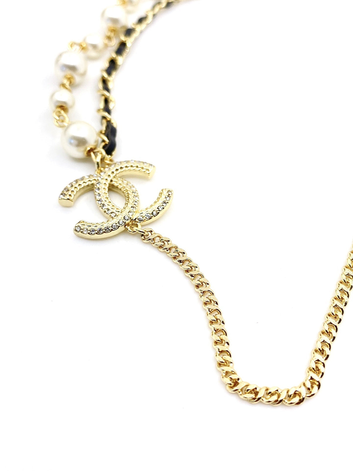Chanel Pearls & Leather Necklace
