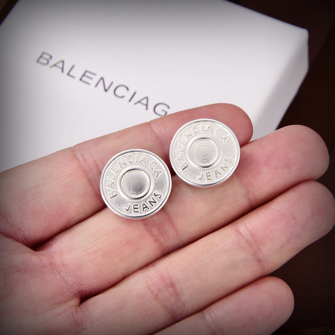 Balenciaga Circle Earrings - 18K White Gold