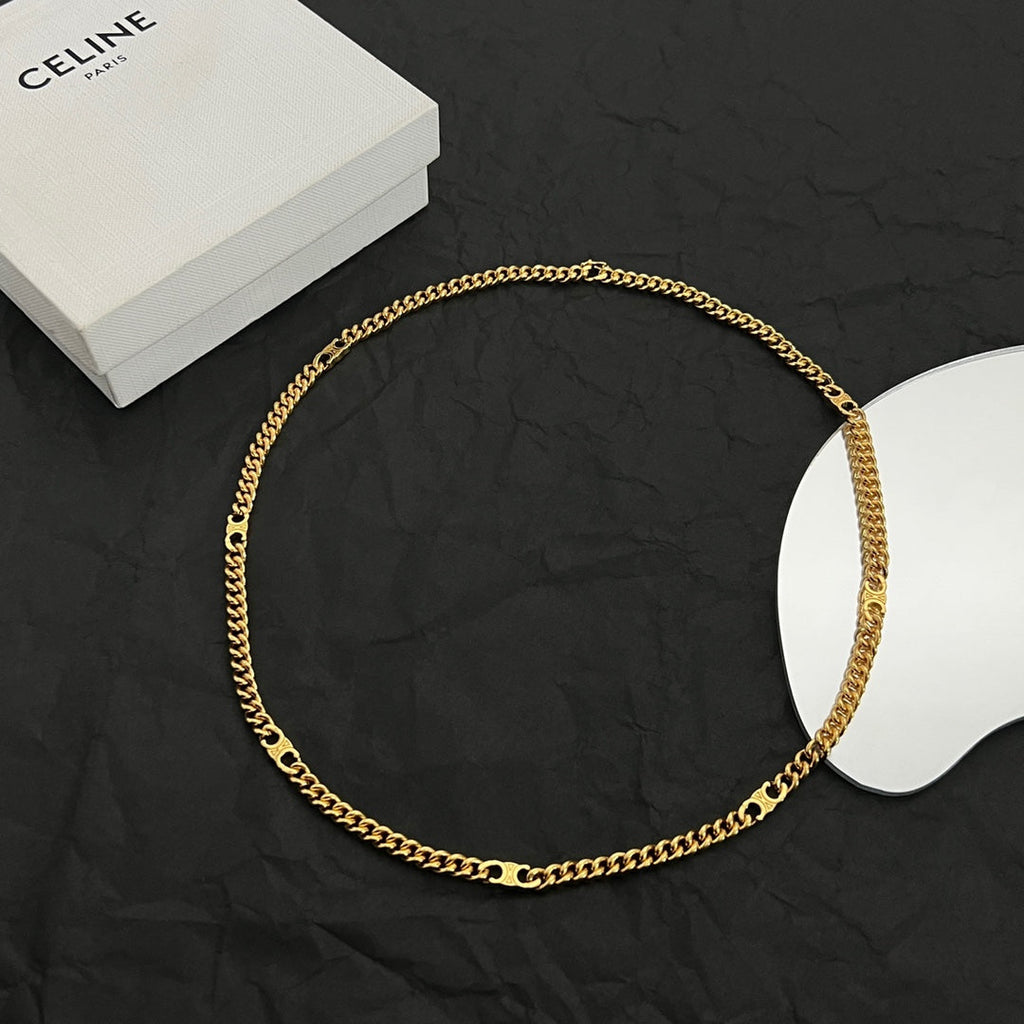 Celine Triomphe Gourmette Chain Necklace
