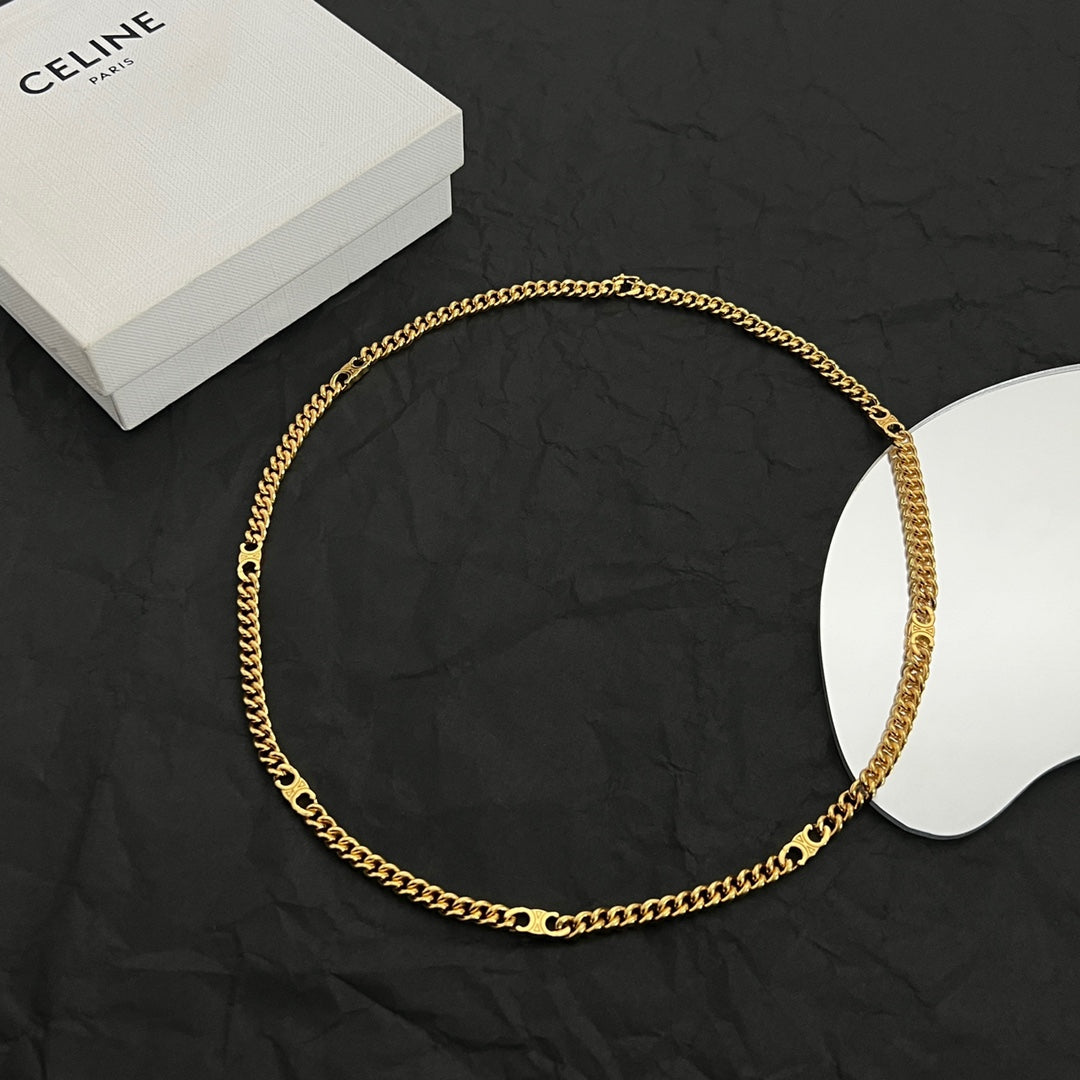 Celine Triomphe Gourmette Chain Necklace