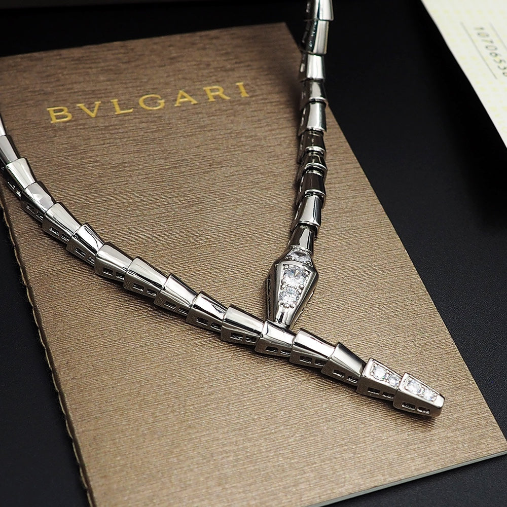 Bvlgari Serpenti Viper Demi-Pave Diamond Necklace - 18K Gold