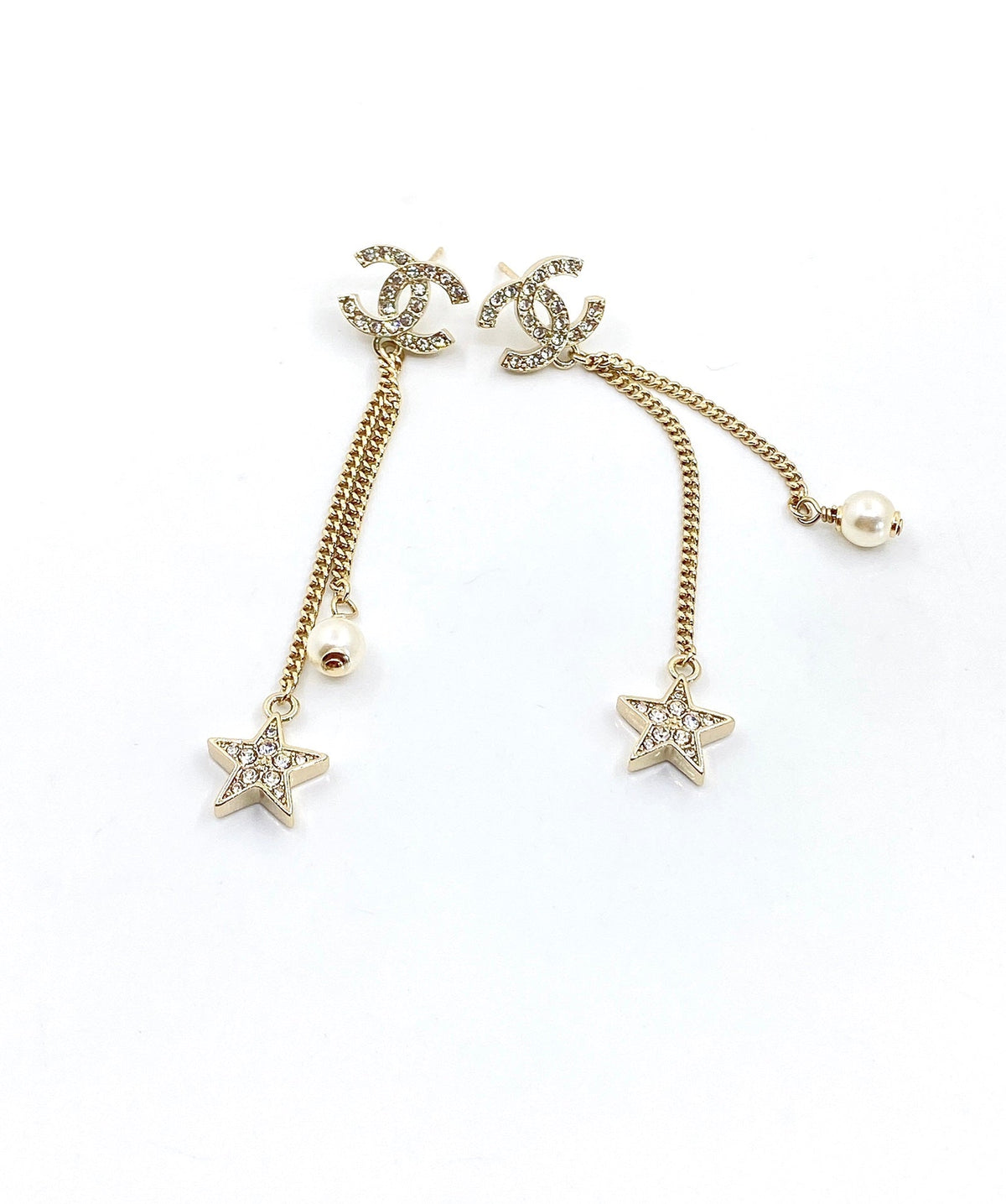 Chanel Pearl & Star Earrings - 18K Yellow Gold