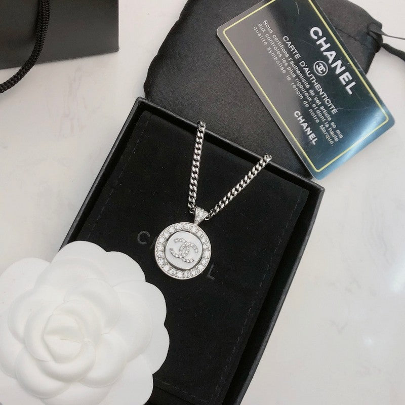 Chanel Black & White Diamond Gold Necklace
