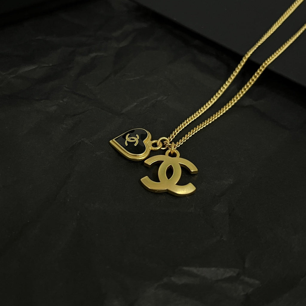 Chanel Black Heart Necklace