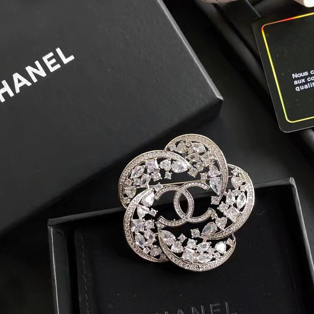 Chanel Camellia Crystal Brooch