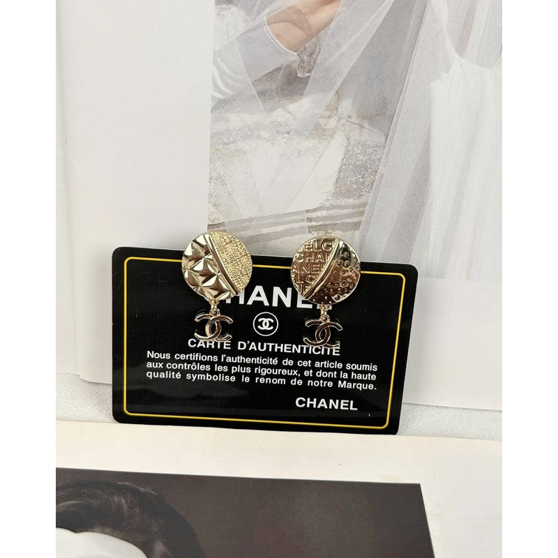 Chanel Gold Round Pendant Earrings - 18K Yellow Gold