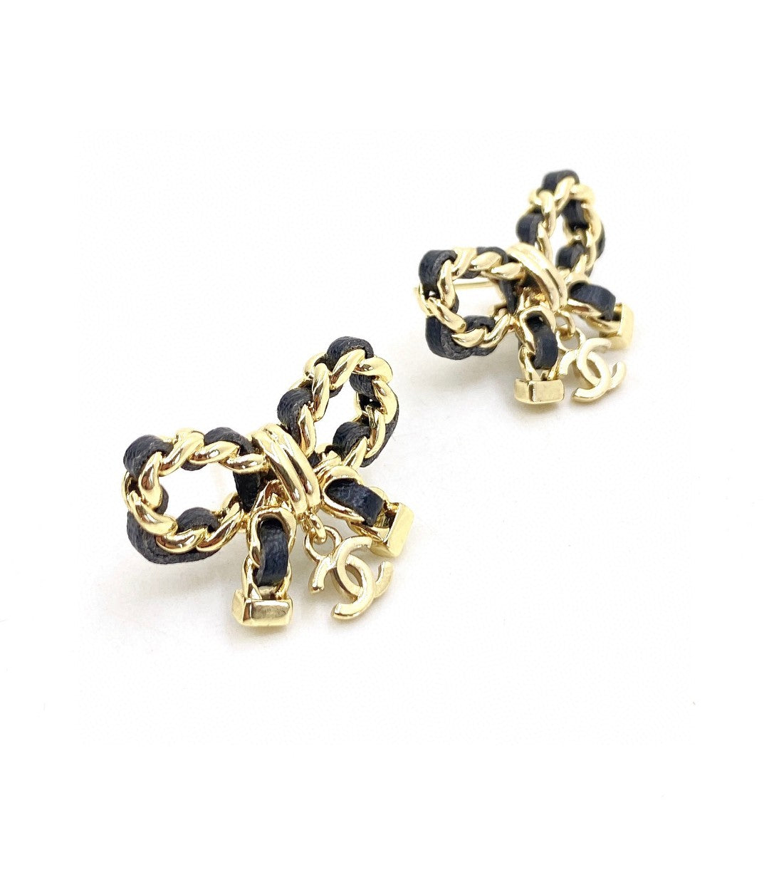 Chanel Bow Tie Strass Earrings - 18K Yellow Gold