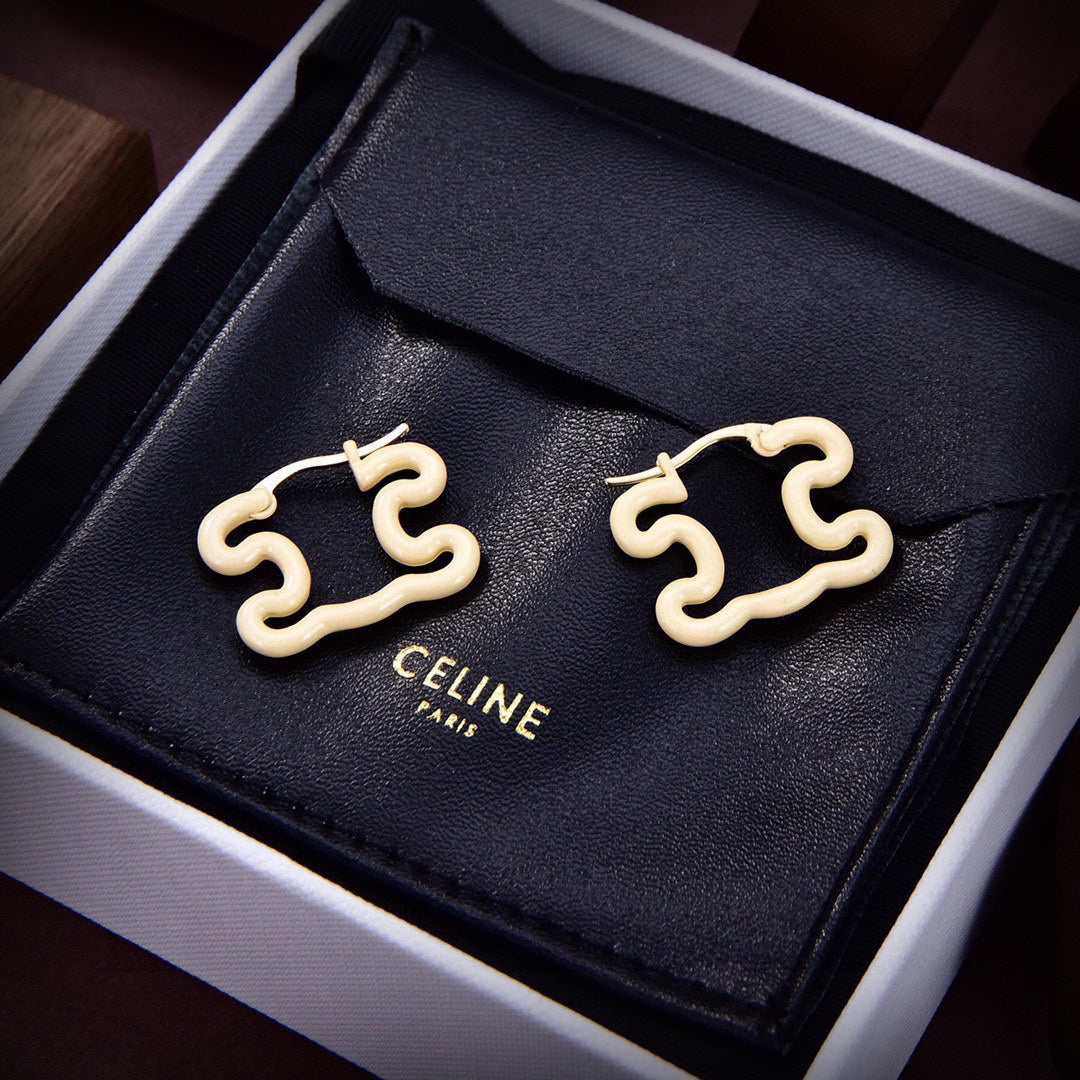 Celine Triomphe Color Resin Earrings - 18K Yellow Gold