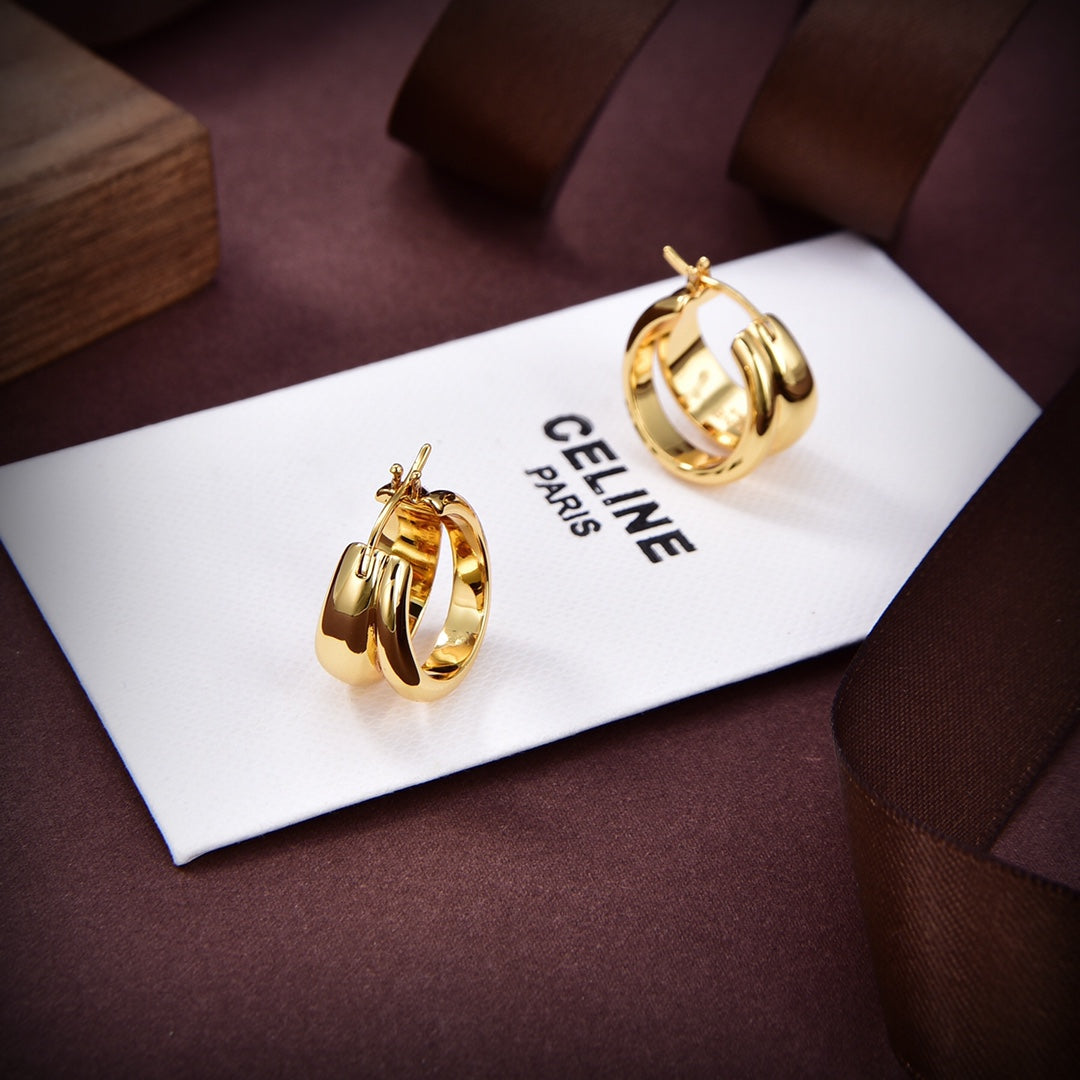Celine Triomphe Formes Abstraites Hoops Earrings - 18K Yellow Gold
