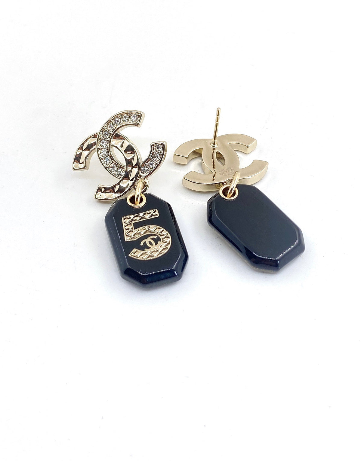 Chanel No.5 Perfume Bottle Earrings - 18K Yellow Gold