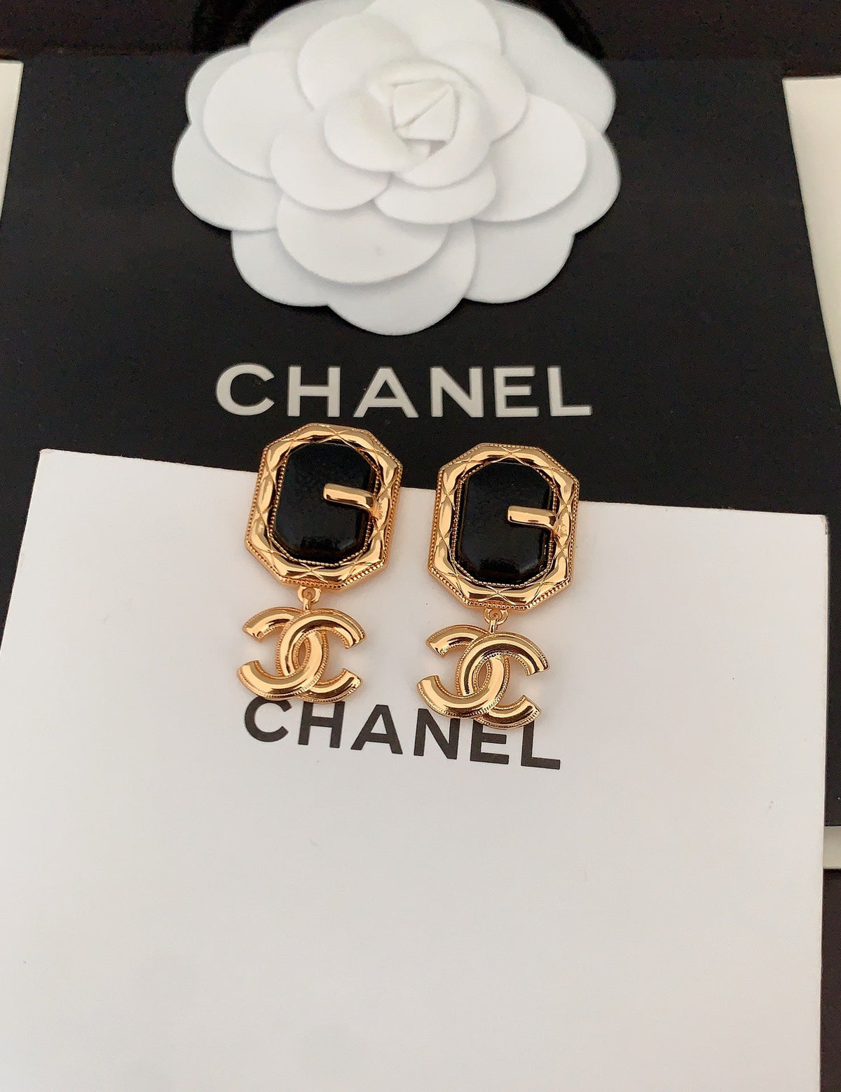 Chanel Pendant Leather Earrings - 18K Yellow Gold