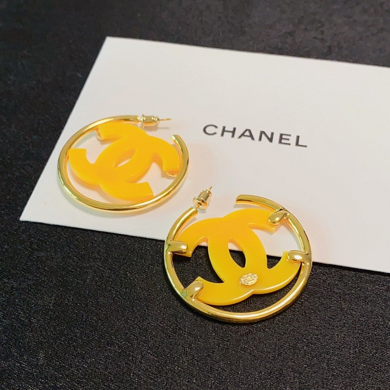 Chanel Color Logo Earrings - 18K Yellow Gold