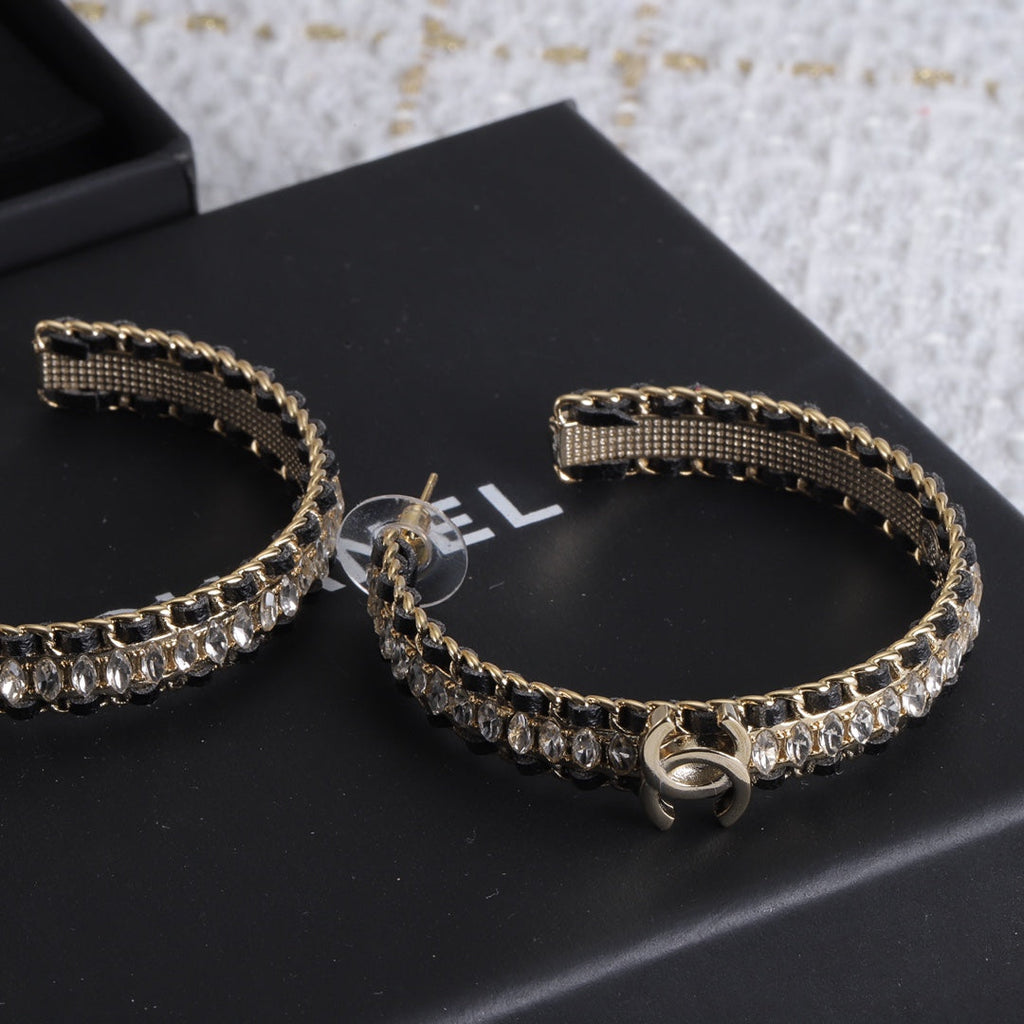 Chanel Leather Chain Earrings - 18K Yellow Gold