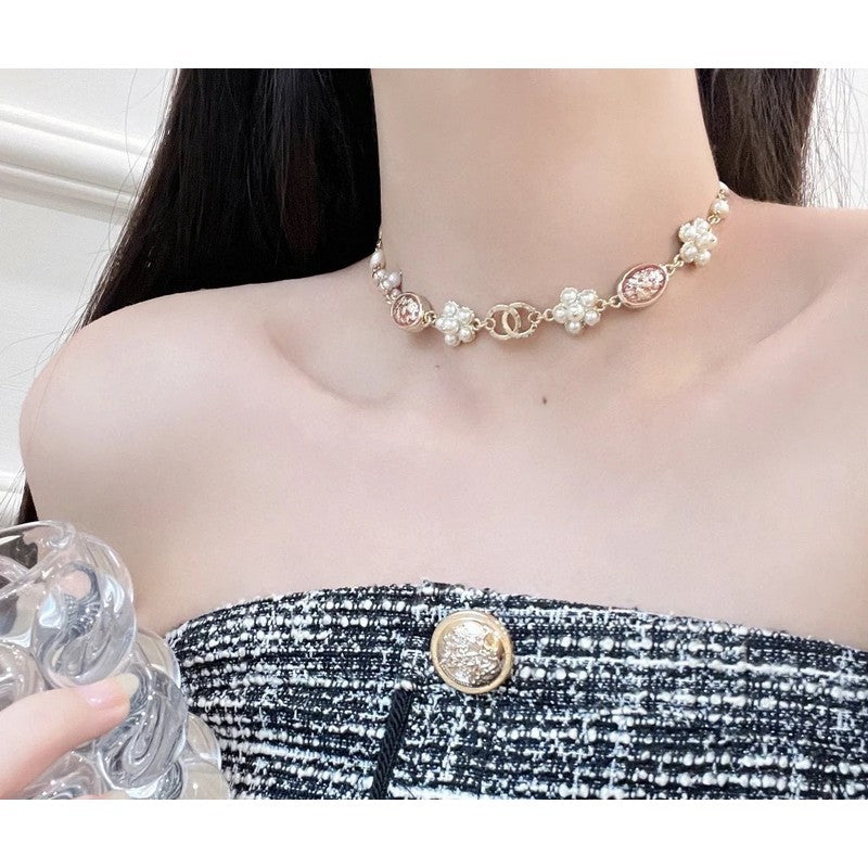 Chanel Black & Orange Crystal Choker Necklace