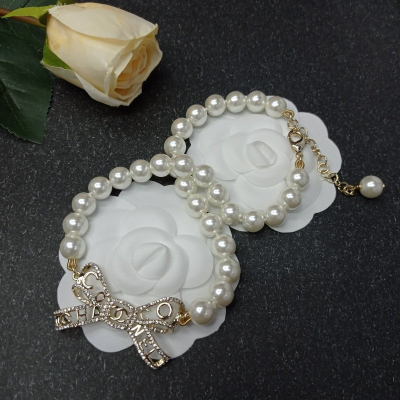 Chanel Bow Pearl Necklace