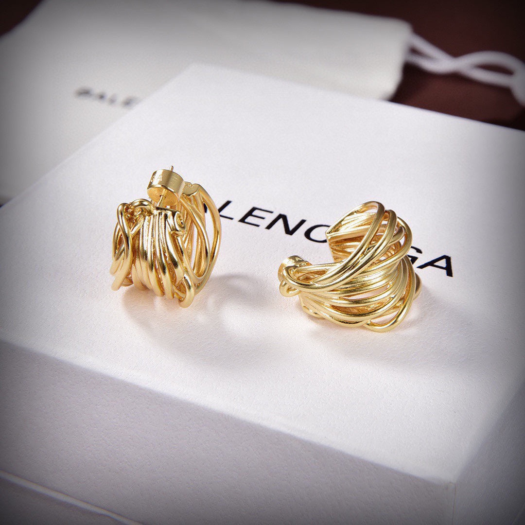 Balenciaga Wire Earrings - 18K Yellow Gold