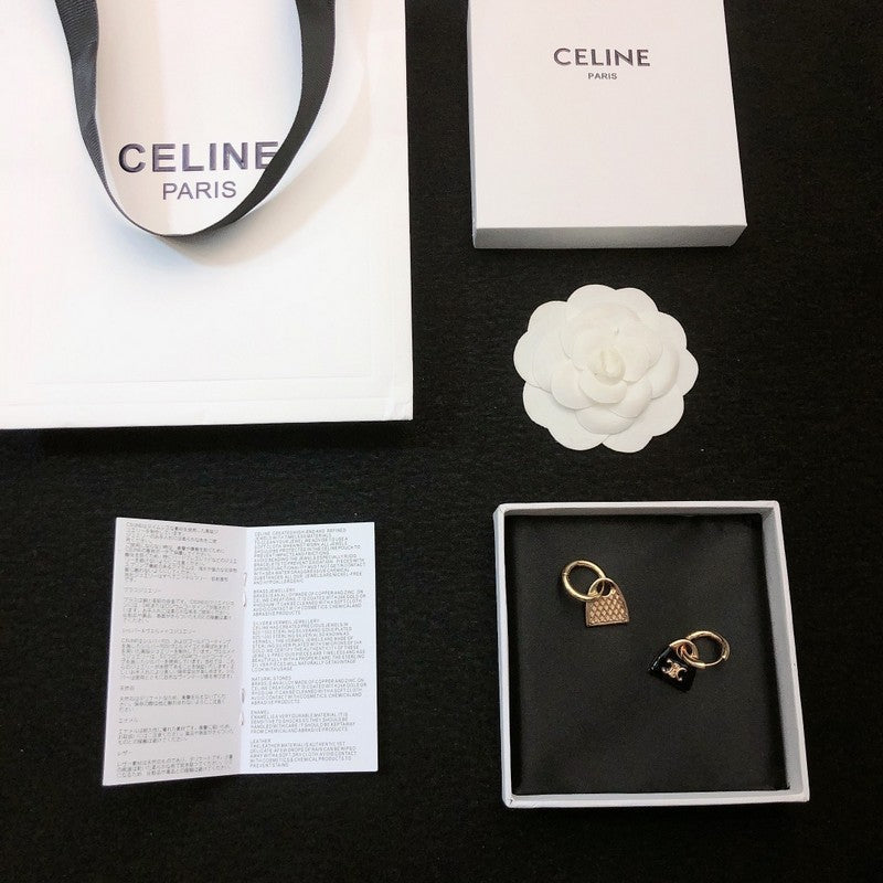 Celine Black Bag Earrings - 18K Yellow Gold
