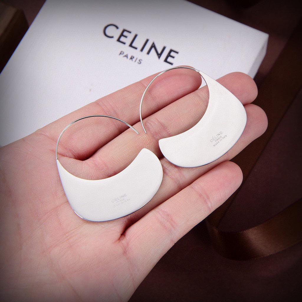 Celine Triomphe Bag Pendant Earrings - 18K White Gold